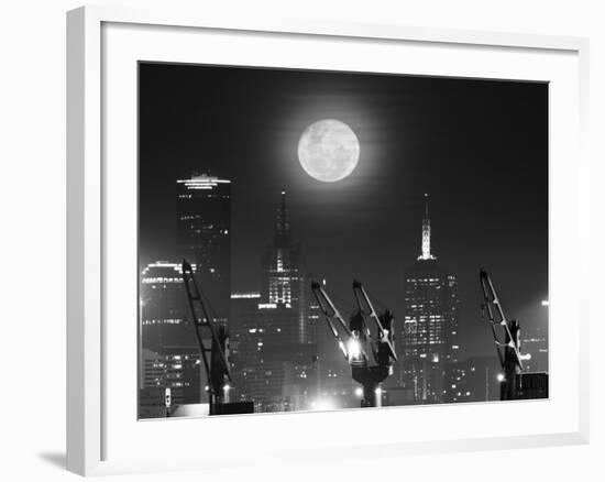 Moonrise Over City of Melbourne, Australia-Stocktrek Images-Framed Photographic Print