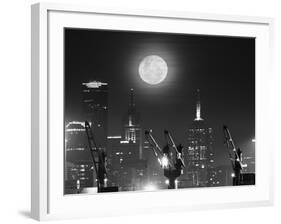 Moonrise Over City of Melbourne, Australia-Stocktrek Images-Framed Photographic Print