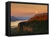 Moonrise over Columbia River Gorge-Steve Terrill-Framed Stretched Canvas