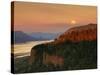 Moonrise over Columbia River Gorge-Steve Terrill-Stretched Canvas
