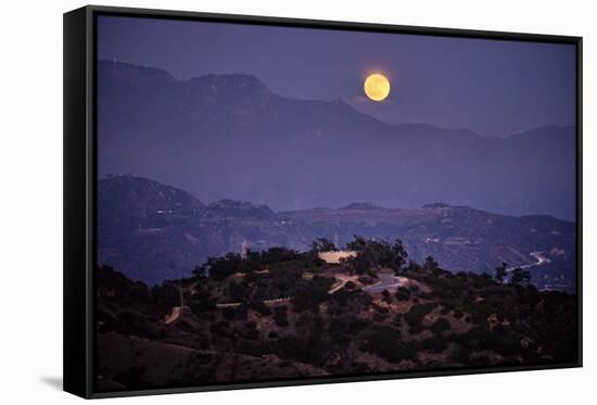 Moonrise Over Griffith Park, Los Angeles, California-George Oze-Framed Stretched Canvas