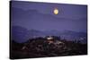 Moonrise Over Griffith Park, Los Angeles, California-George Oze-Stretched Canvas