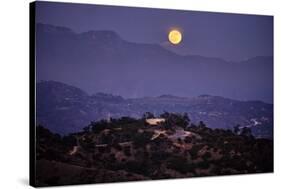 Moonrise Over Griffith Park, Los Angeles, California-George Oze-Stretched Canvas