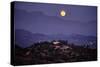 Moonrise Over Griffith Park, Los Angeles, California-George Oze-Stretched Canvas