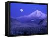 Moonrise over Mt. Hood, Oregon, USA-Janis Miglavs-Framed Stretched Canvas