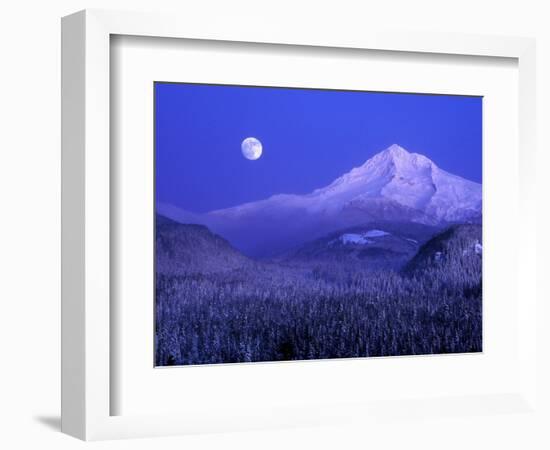 Moonrise over Mt. Hood, Oregon, USA-Janis Miglavs-Framed Premium Photographic Print