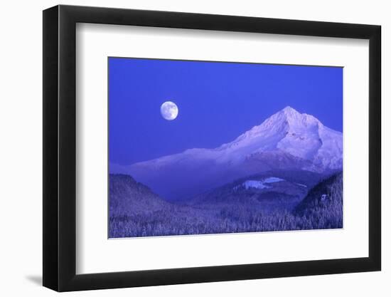 Moonrise over Mt. Hood, Oregon, USA-Janis Miglavs-Framed Premium Photographic Print