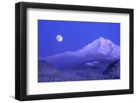 Moonrise over Mt. Hood, Oregon, USA-Janis Miglavs-Framed Premium Photographic Print