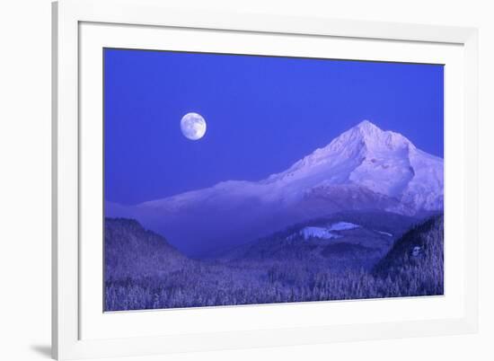 Moonrise over Mt. Hood, Oregon, USA-Janis Miglavs-Framed Photographic Print