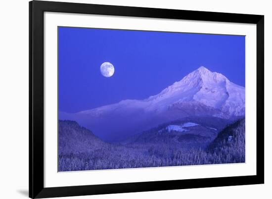 Moonrise over Mt. Hood, Oregon, USA-Janis Miglavs-Framed Photographic Print