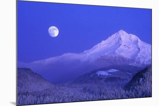 Moonrise over Mt. Hood, Oregon, USA-Janis Miglavs-Mounted Photographic Print