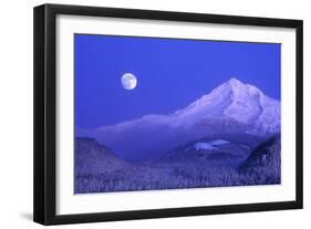 Moonrise over Mt. Hood, Oregon, USA-Janis Miglavs-Framed Photographic Print