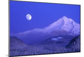 Moonrise over Mt. Hood, Oregon, USA-Janis Miglavs-Mounted Photographic Print