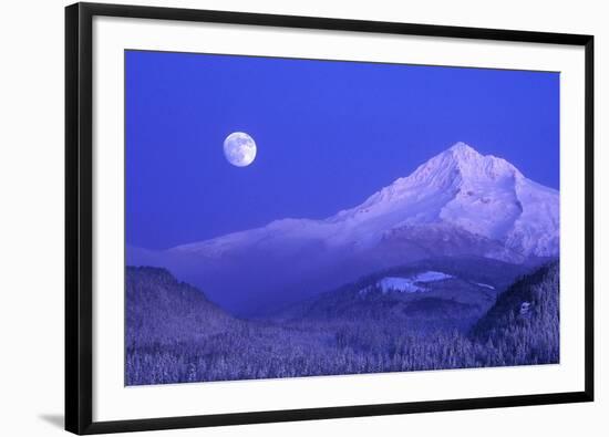 Moonrise over Mt. Hood, Oregon, USA-Janis Miglavs-Framed Photographic Print