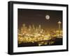 Moonrise over Nighttime Seattle, Washington, Usa-Janis Miglavs-Framed Photographic Print