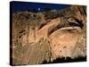 Moonrise over Painted Cave, Pueblo Rock Art, Bandelier National Monument, New Mexico, USA-Scott T. Smith-Stretched Canvas