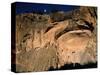 Moonrise over Painted Cave, Pueblo Rock Art, Bandelier National Monument, New Mexico, USA-Scott T. Smith-Stretched Canvas