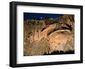 Moonrise over Painted Cave, Pueblo Rock Art, Bandelier National Monument, New Mexico, USA-Scott T. Smith-Framed Photographic Print