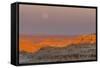 Moonrise over Rugged Landscape at Sunset, South Dakota, USA-Jaynes Gallery-Framed Stretched Canvas