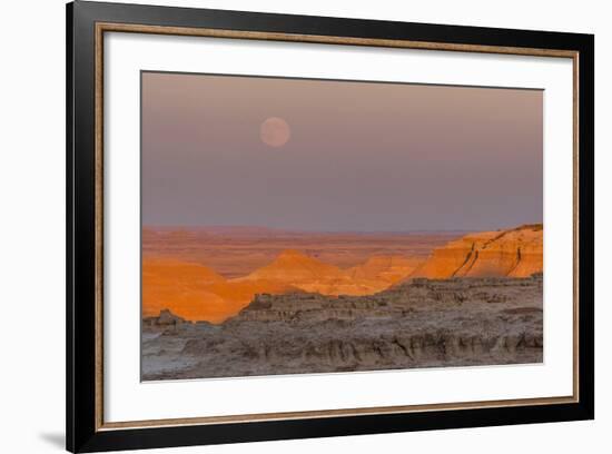 Moonrise over Rugged Landscape at Sunset, South Dakota, USA-Jaynes Gallery-Framed Photographic Print