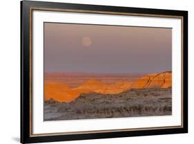 Moonrise over Rugged Landscape at Sunset, South Dakota, USA-Jaynes Gallery-Framed Photographic Print