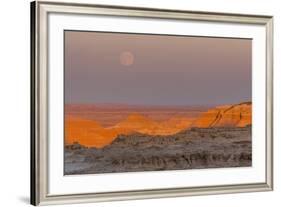 Moonrise over Rugged Landscape at Sunset, South Dakota, USA-Jaynes Gallery-Framed Photographic Print