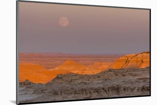 Moonrise over Rugged Landscape at Sunset, South Dakota, USA-Jaynes Gallery-Mounted Photographic Print