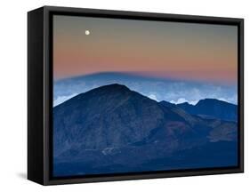 Moonrise over the Haleakala Crater,  Haleakala National Park, Maui, Hawaii.-Ian Shive-Framed Stretched Canvas