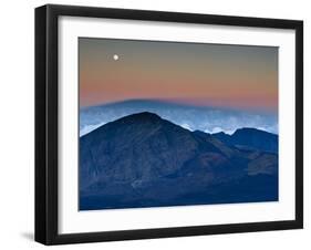 Moonrise over the Haleakala Crater,  Haleakala National Park, Maui, Hawaii.-Ian Shive-Framed Premium Photographic Print