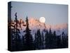 Moonrise over the North Cascades at Sunset, as Seen from Mount Baker, Washington.-Ethan Welty-Stretched Canvas