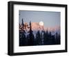 Moonrise over the North Cascades at Sunset, as Seen from Mount Baker, Washington.-Ethan Welty-Framed Photographic Print