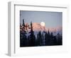 Moonrise over the North Cascades at Sunset, as Seen from Mount Baker, Washington.-Ethan Welty-Framed Photographic Print