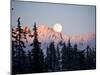 Moonrise over the North Cascades at Sunset, as Seen from Mount Baker, Washington.-Ethan Welty-Mounted Photographic Print
