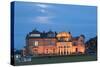 Moonrise over the Royal and Ancient Golf Club, St. Andrews, Fife, Scotland, United Kingdom, Europe-Mark Sunderland-Stretched Canvas