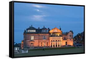 Moonrise over the Royal and Ancient Golf Club, St. Andrews, Fife, Scotland, United Kingdom, Europe-Mark Sunderland-Framed Stretched Canvas