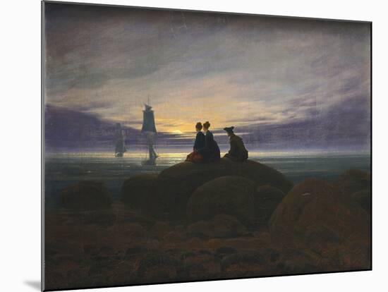 Moonrise over the Sea-Caspar David Friedrich-Mounted Photographic Print