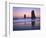 Moonset Between the Needles Rocks in Early Morning Light, Cannon Beach, Oregon, USA-Steve Terrill-Framed Photographic Print