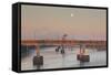 Moonset from the Arkansas River at Dawn, Little Rock, Arkansas, USA-Walter Bibikow-Framed Stretched Canvas