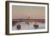 Moonset from the Arkansas River at Dawn, Little Rock, Arkansas, USA-Walter Bibikow-Framed Photographic Print