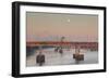 Moonset from the Arkansas River at Dawn, Little Rock, Arkansas, USA-Walter Bibikow-Framed Photographic Print