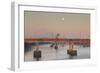 Moonset from the Arkansas River at Dawn, Little Rock, Arkansas, USA-Walter Bibikow-Framed Photographic Print