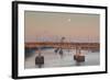 Moonset from the Arkansas River at Dawn, Little Rock, Arkansas, USA-Walter Bibikow-Framed Photographic Print