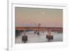 Moonset from the Arkansas River at Dawn, Little Rock, Arkansas, USA-Walter Bibikow-Framed Photographic Print