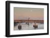 Moonset from the Arkansas River at Dawn, Little Rock, Arkansas, USA-Walter Bibikow-Framed Photographic Print