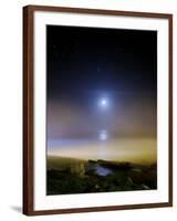 Moonset Over the Sea with Pleiades Cluster-Stocktrek Images-Framed Photographic Print