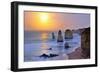 Moonset over Twelve Apostles in Victoria, Australia-Nokuro-Framed Photographic Print