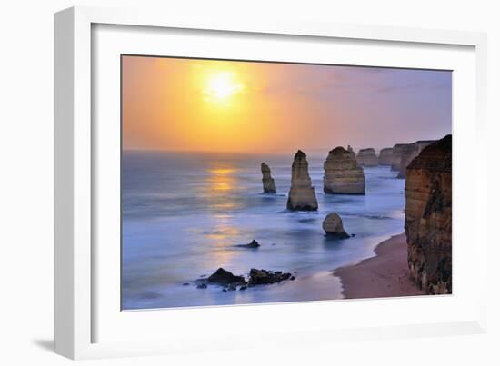 Moonset over Twelve Apostles in Victoria, Australia-Nokuro-Framed Photographic Print