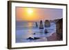 Moonset over Twelve Apostles in Victoria, Australia-Nokuro-Framed Photographic Print