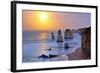 Moonset over Twelve Apostles in Victoria, Australia-Nokuro-Framed Photographic Print