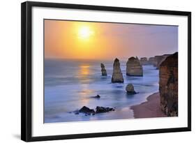 Moonset over Twelve Apostles in Victoria, Australia-Nokuro-Framed Photographic Print